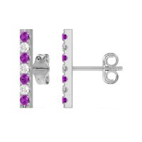 Gemstone Bar Stud Earrings