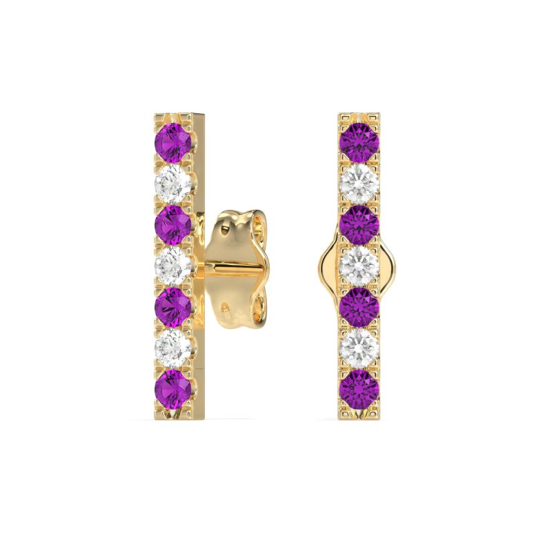 Gemstone Bar Stud Earrings