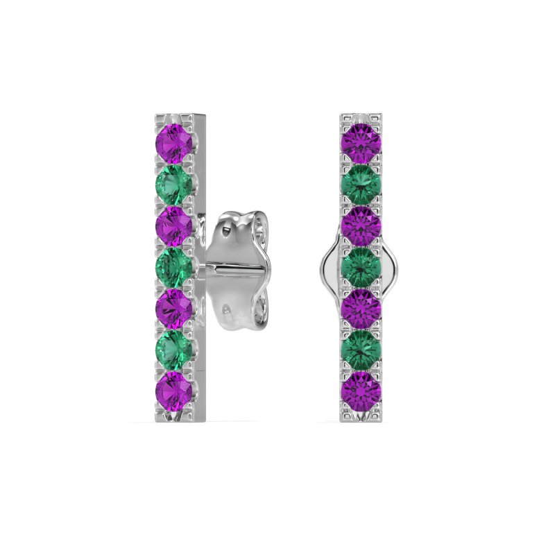 Gemstone Bar Stud Earrings