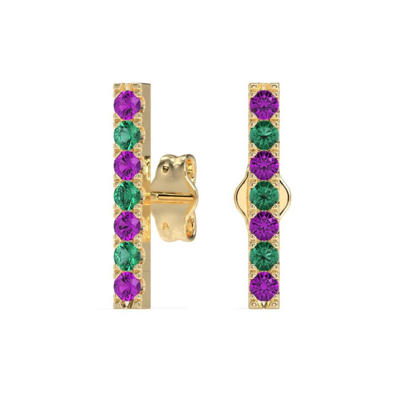 Gemstone Bar Stud Earrings
