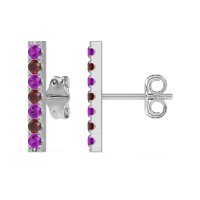 Gemstone Bar Stud Earrings