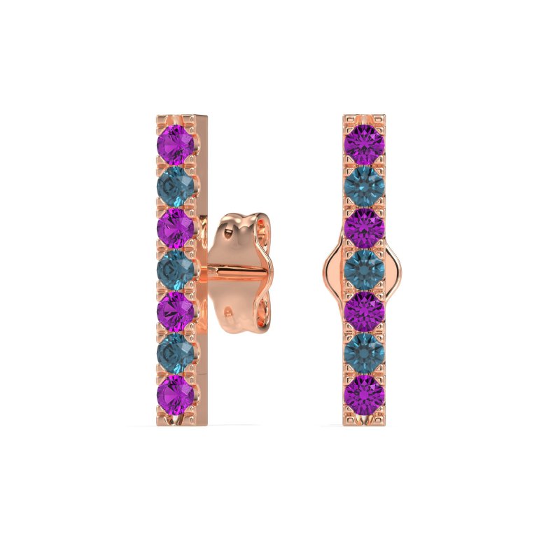 Gemstone Bar Stud Earrings