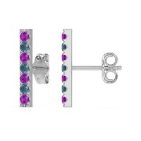 Gemstone Bar Stud Earrings