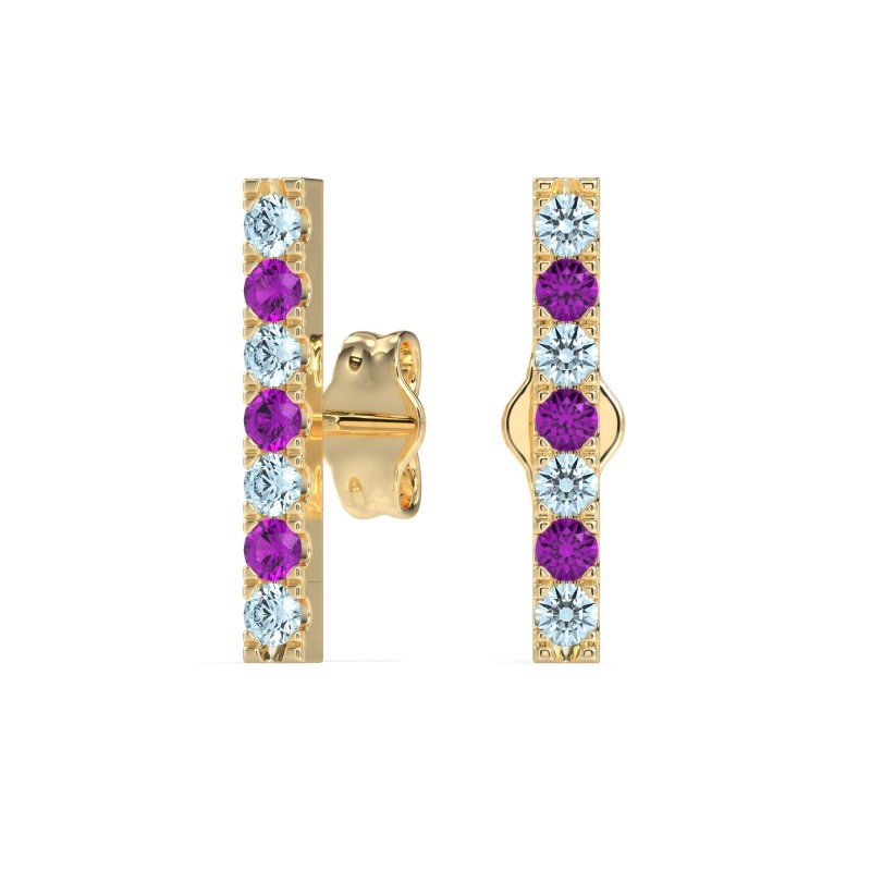 Gemstone Bar Stud Earrings