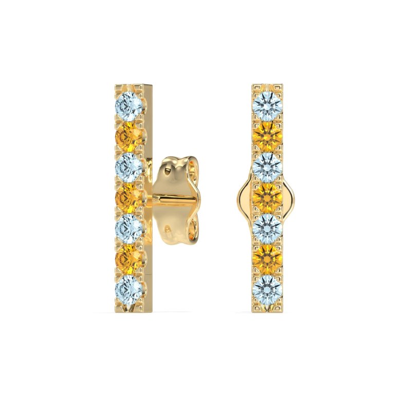 Gemstone Bar Stud Earrings