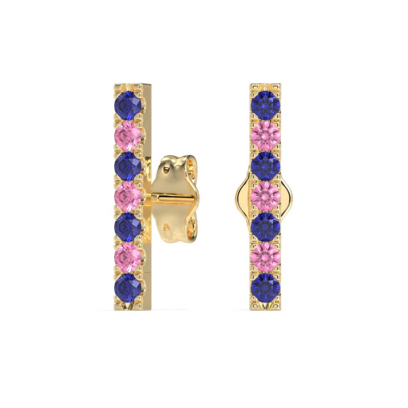 Gemstone Bar Stud Earrings