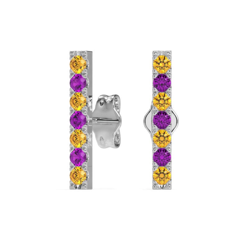 Gemstone Bar Stud Earrings