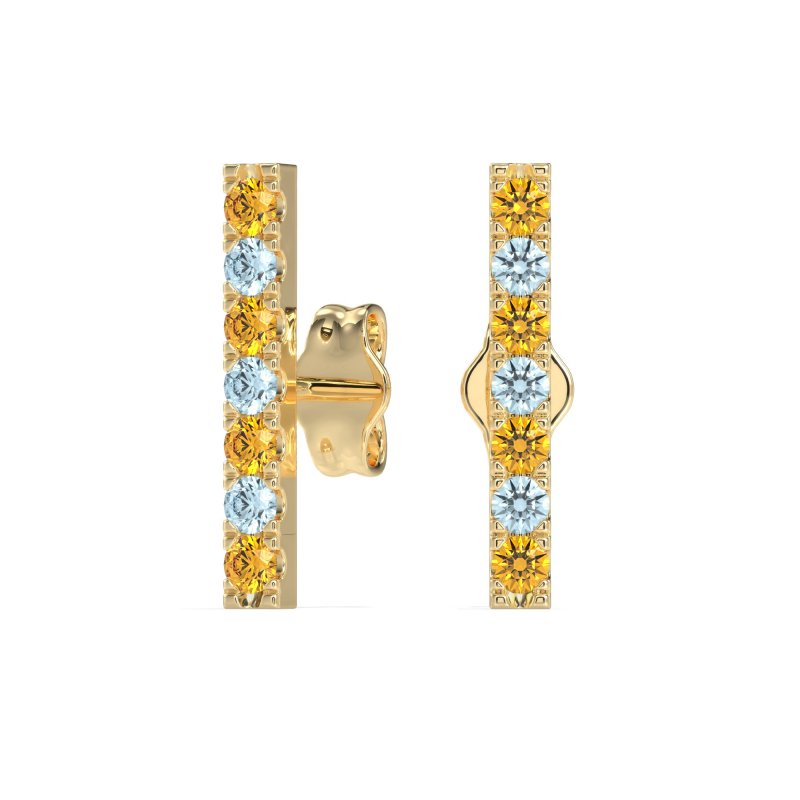 Gemstone Bar Stud Earrings