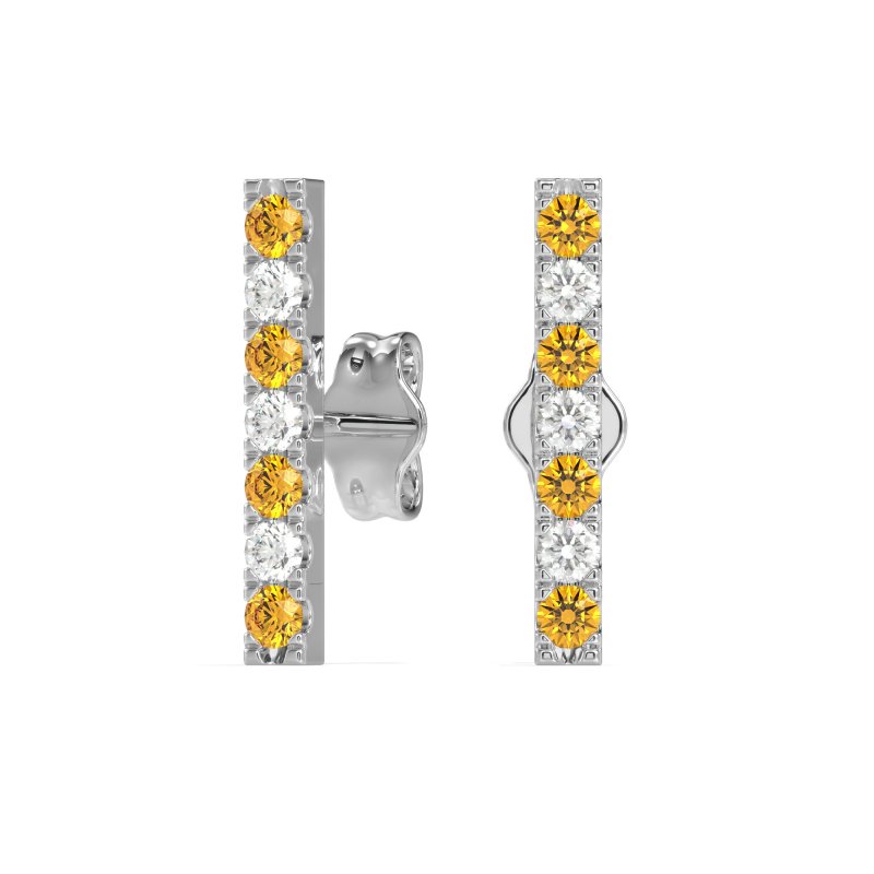 Gemstone Bar Stud Earrings