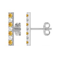 Gemstone Bar Stud Earrings