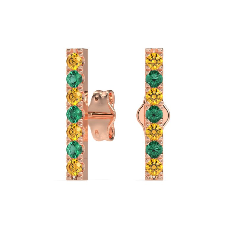 Gemstone Bar Stud Earrings