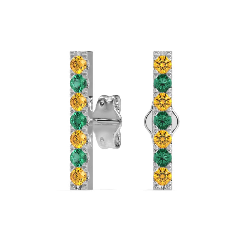 Gemstone Bar Stud Earrings