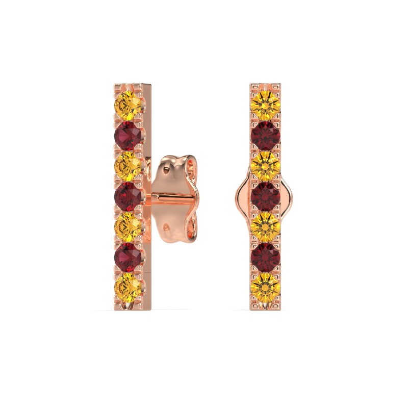 Gemstone Bar Stud Earrings