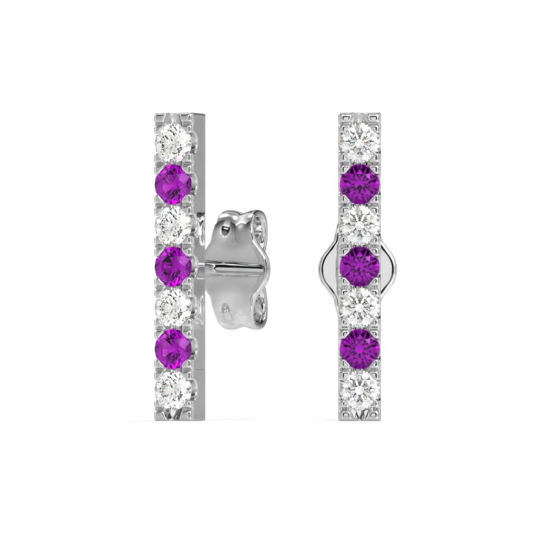 Gemstone Bar Stud Earrings