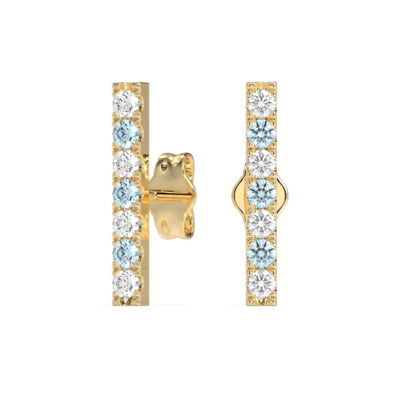 Gemstone Bar Stud Earrings