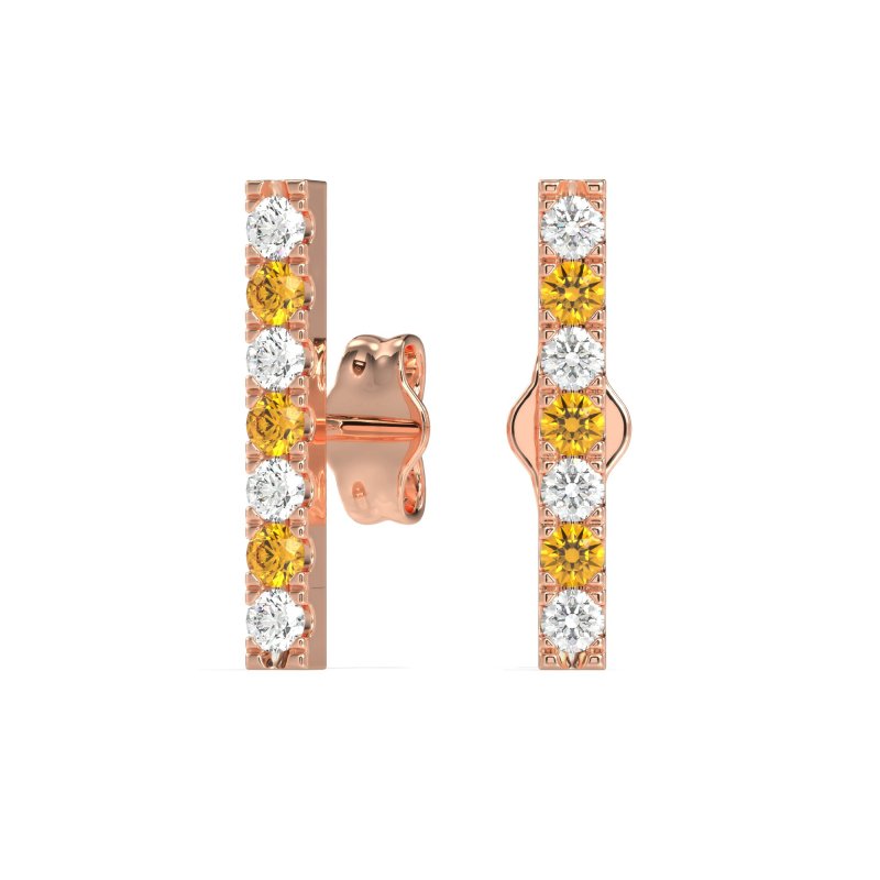 Gemstone Bar Stud Earrings