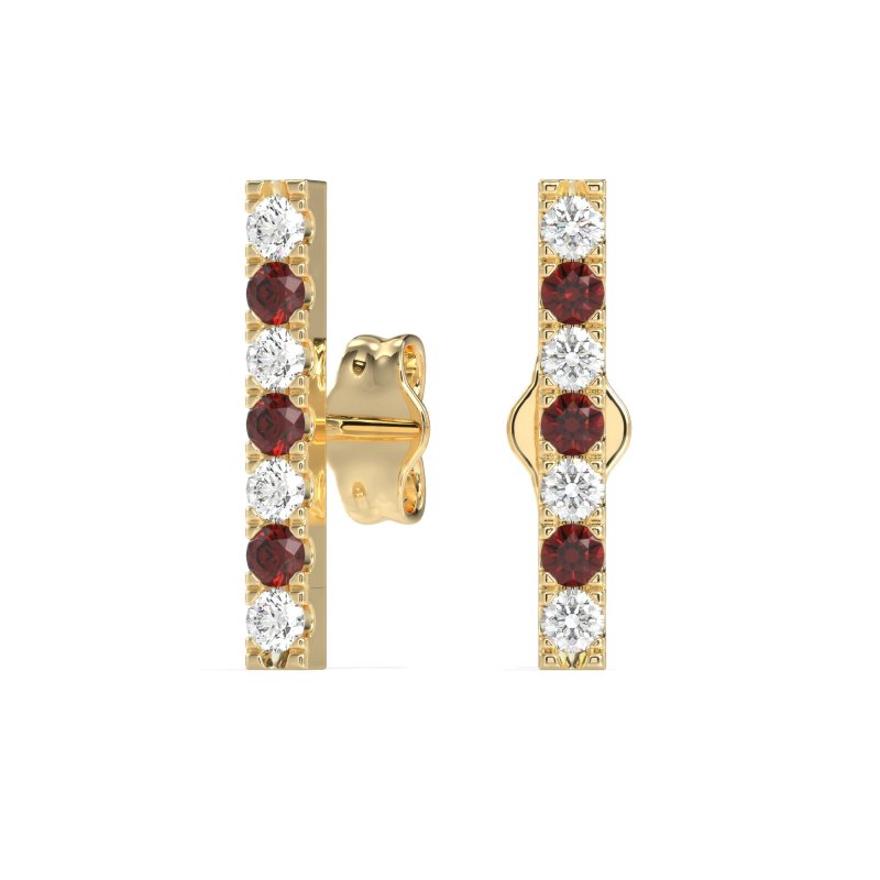 Gemstone Bar Stud Earrings