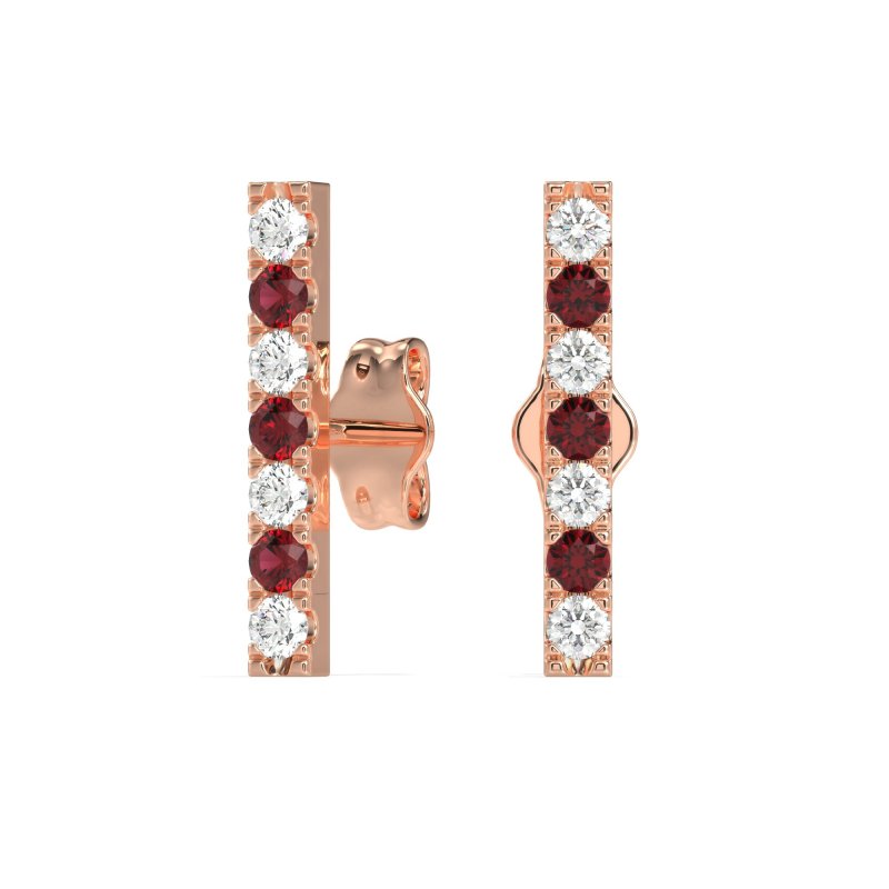 Gemstone Bar Stud Earrings