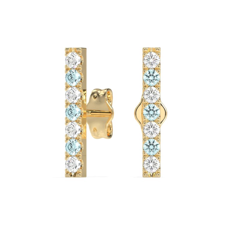 Gemstone Bar Stud Earrings
