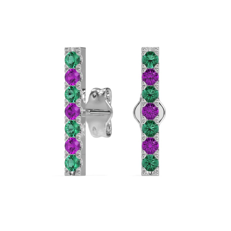 Gemstone Bar Stud Earrings