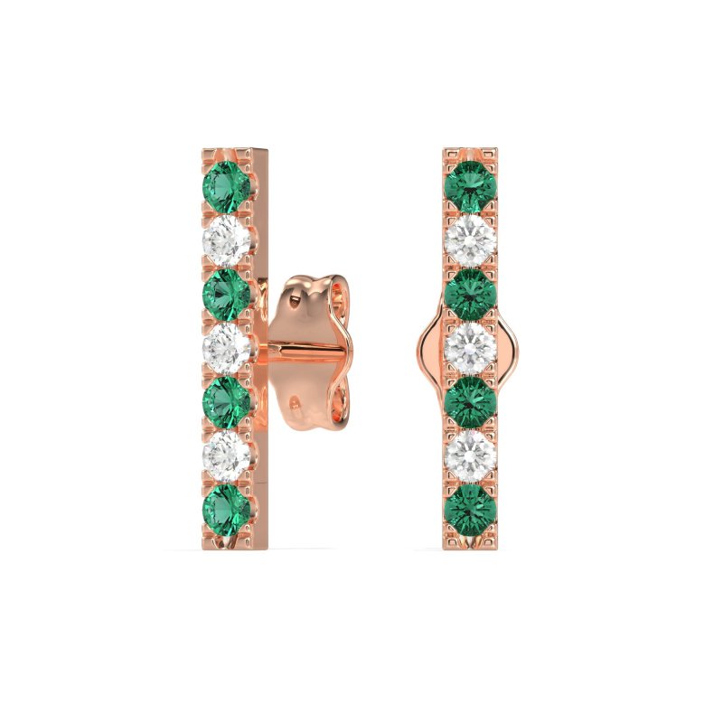 Gemstone Bar Stud Earrings