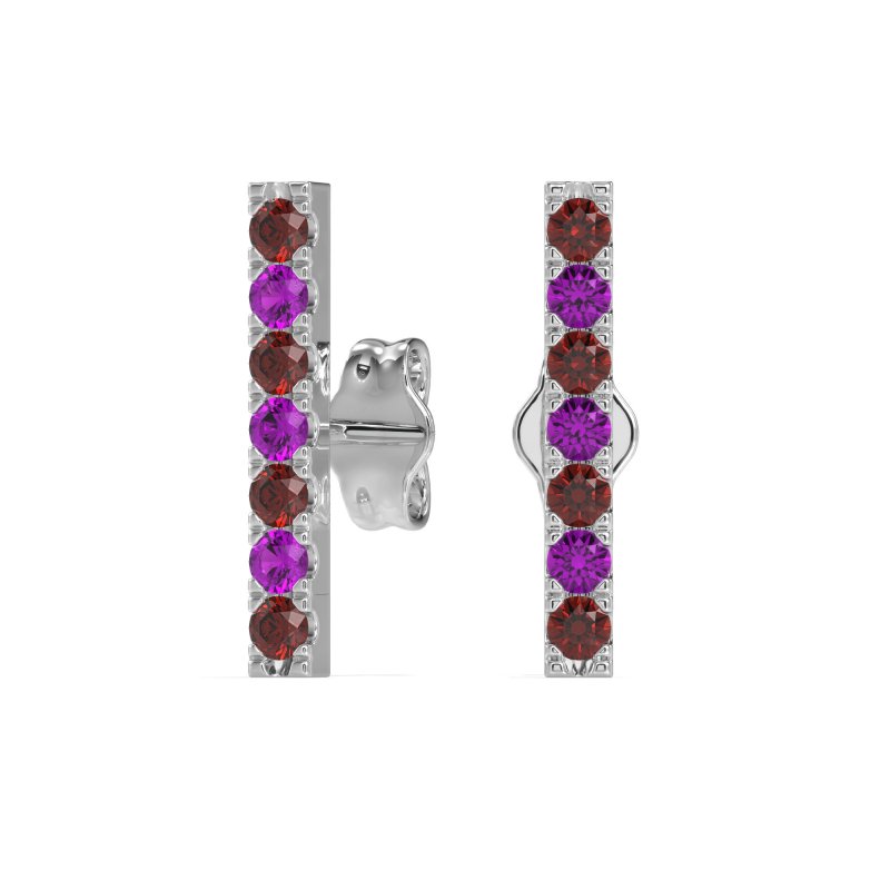 Gemstone Bar Stud Earrings