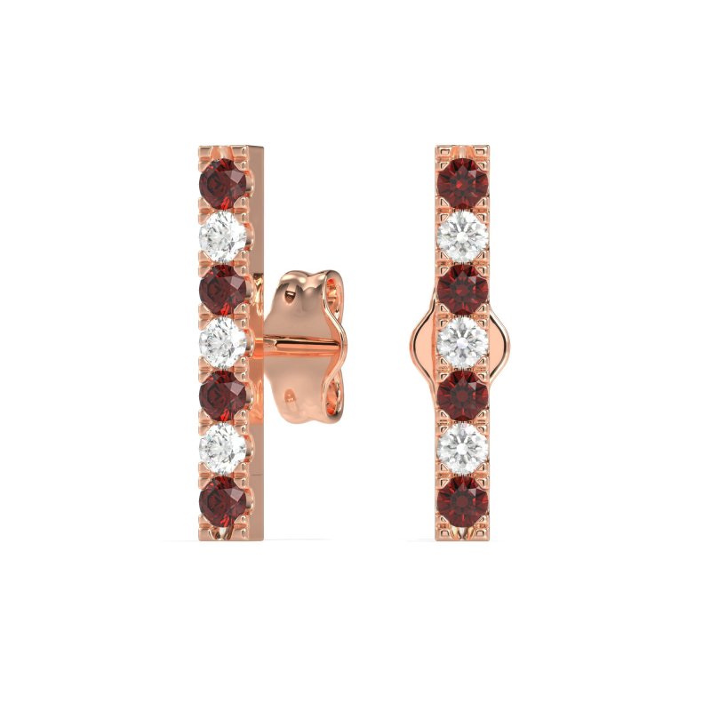 Gemstone Bar Stud Earrings