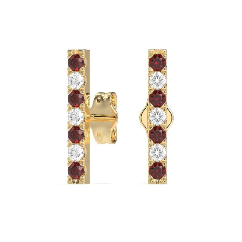 Gemstone Bar Stud Earrings