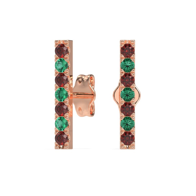 Gemstone Bar Stud Earrings