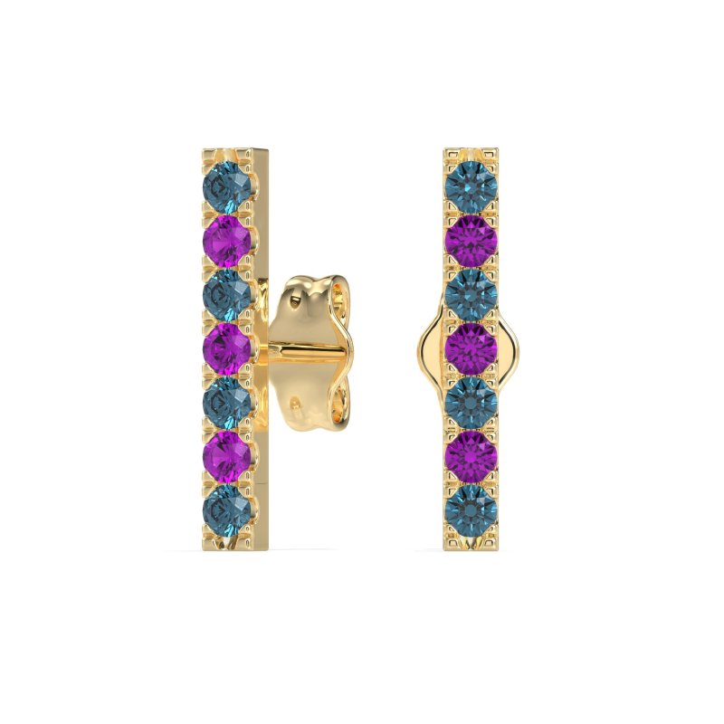 Gemstone Bar Stud Earrings