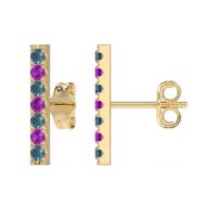 Gemstone Bar Stud Earrings