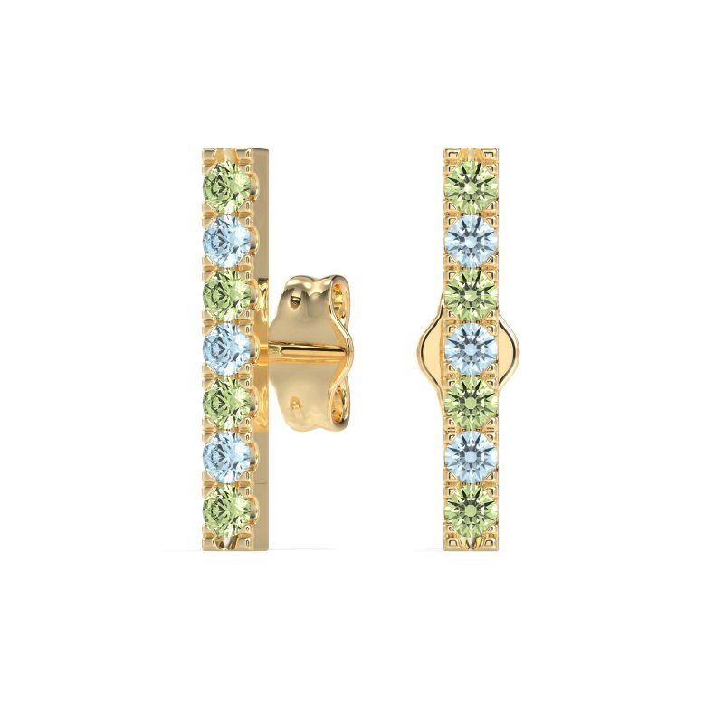 Gemstone Bar Stud Earrings