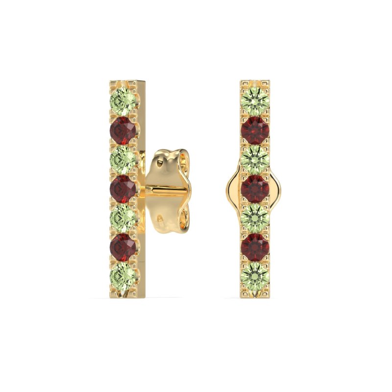 Gemstone Bar Stud Earrings