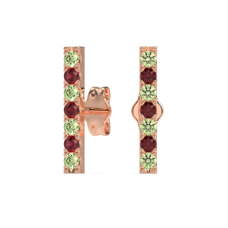 Gemstone Bar Stud Earrings