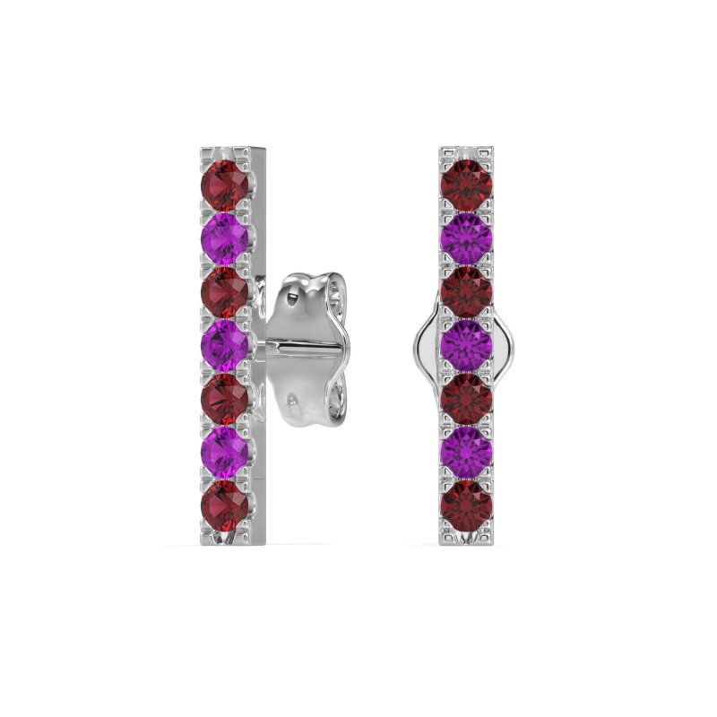 Gemstone Bar Stud Earrings