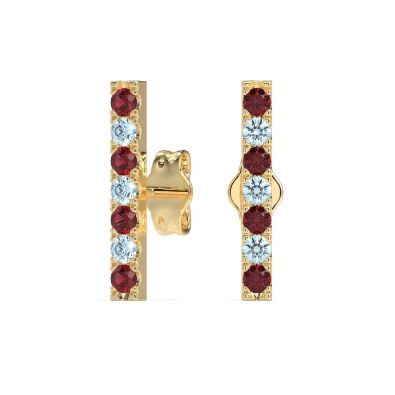 Gemstone Bar Stud Earrings