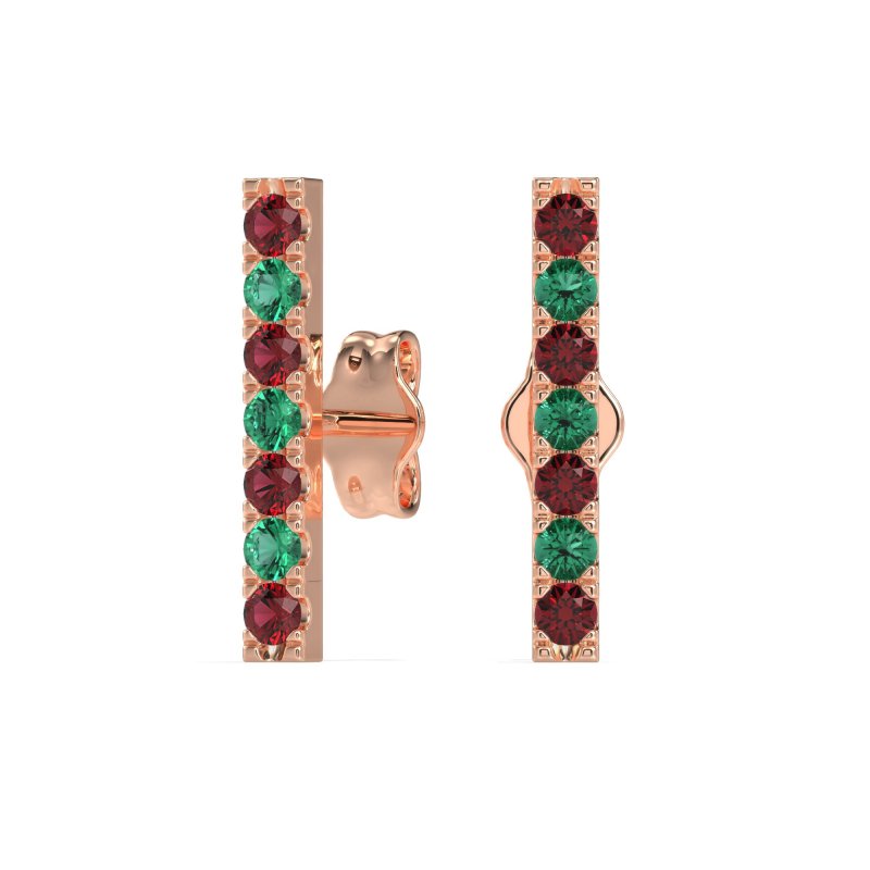 Gemstone Bar Stud Earrings