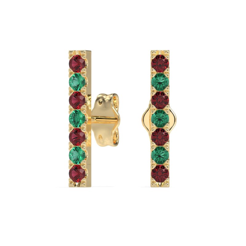 Gemstone Bar Stud Earrings