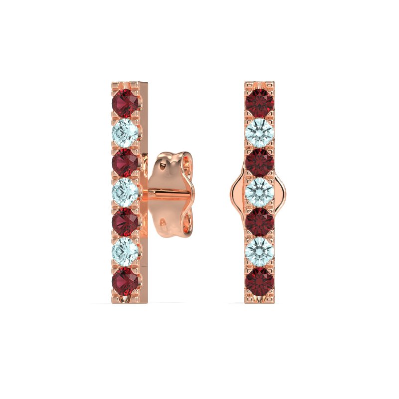 Gemstone Bar Stud Earrings