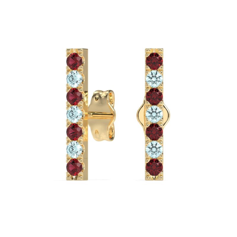 Gemstone Bar Stud Earrings