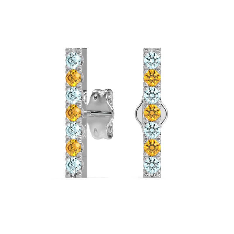 Gemstone Bar Stud Earrings