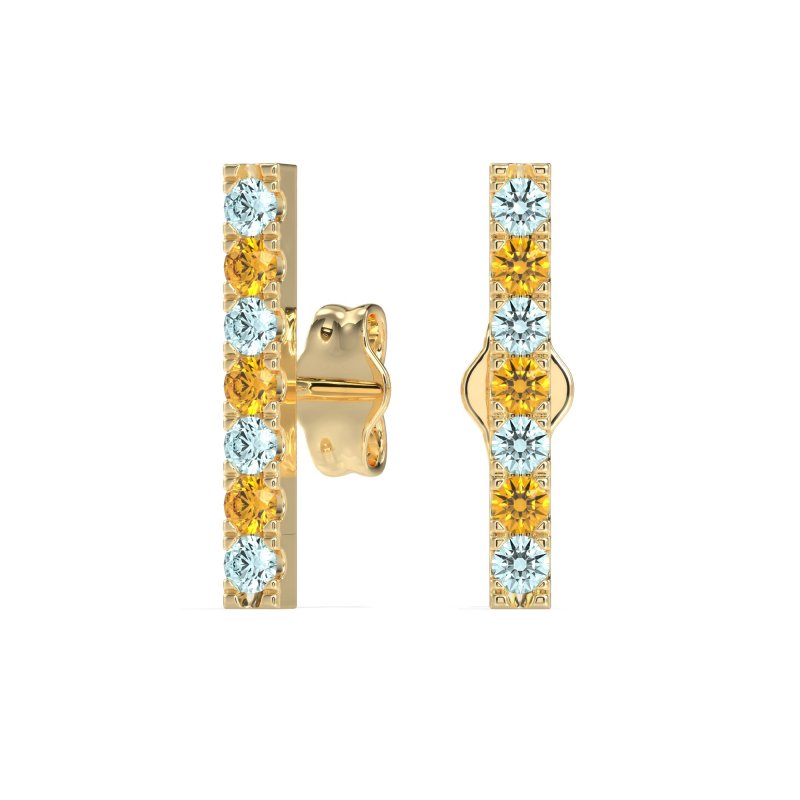 Gemstone Bar Stud Earrings