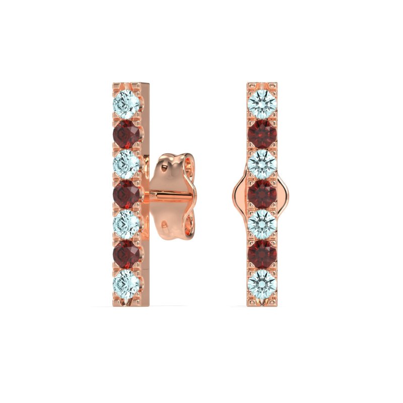 Gemstone Bar Stud Earrings