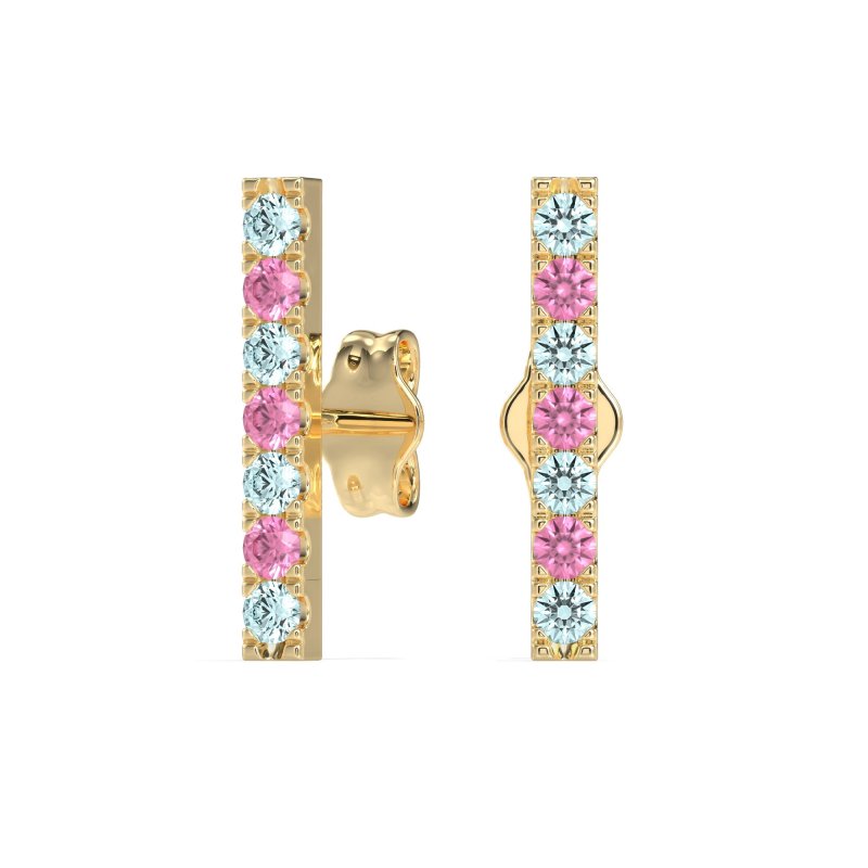 Gemstone Bar Stud Earrings