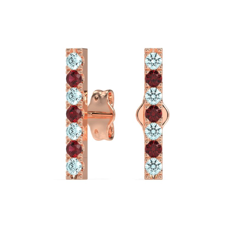 Gemstone Bar Stud Earrings