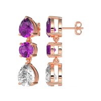 Pear Drop Three-Stone Dangling Earrings