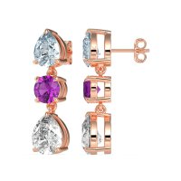 Pear Drop Three-Stone Dangling Earrings