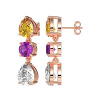 Pear Drop Three-Stone Dangling Earrings