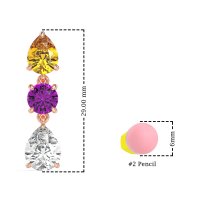 Pear Drop Three-Stone Dangling Earrings
