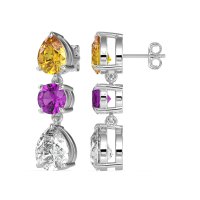 Pear Drop Three-Stone Dangling Earrings